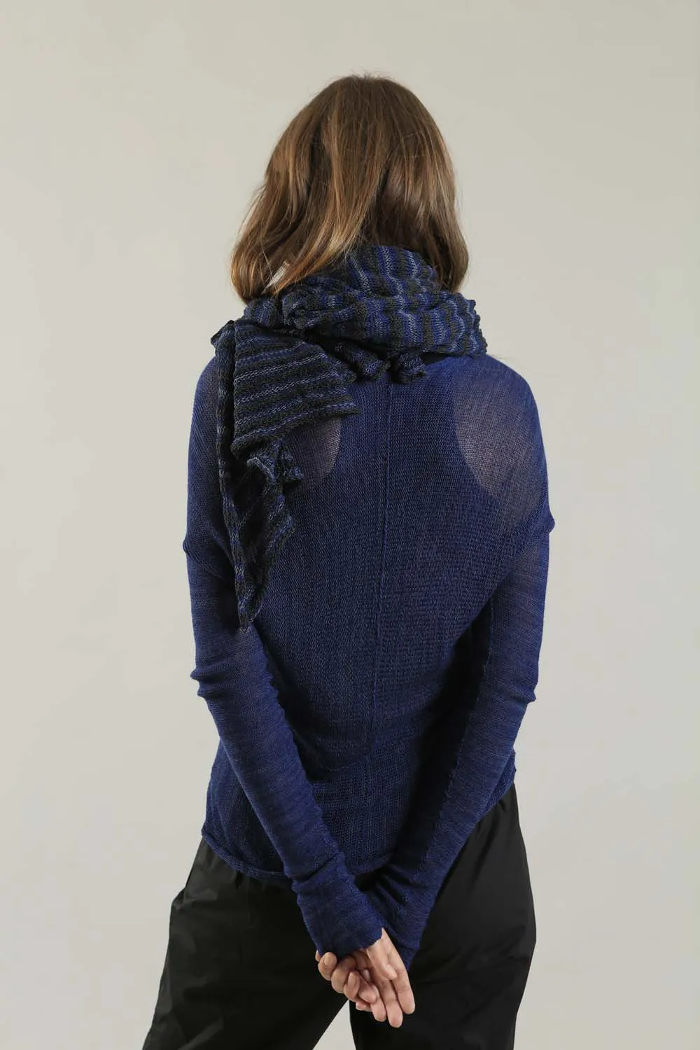 Bamboo, Soy & Cotton Mudu Stripes Scarf - Blue & Charcoal