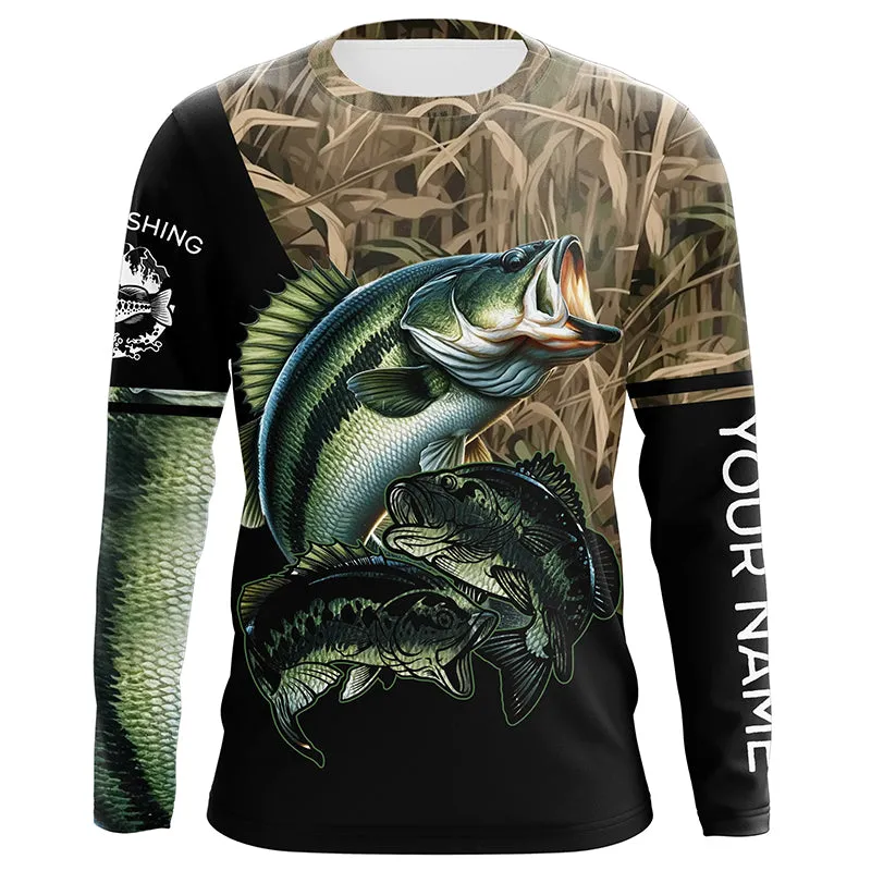 Bass fishing green scales camo Custom name bass Long sleeve fishing shirts, Long Sleeve Hooded NPQ895