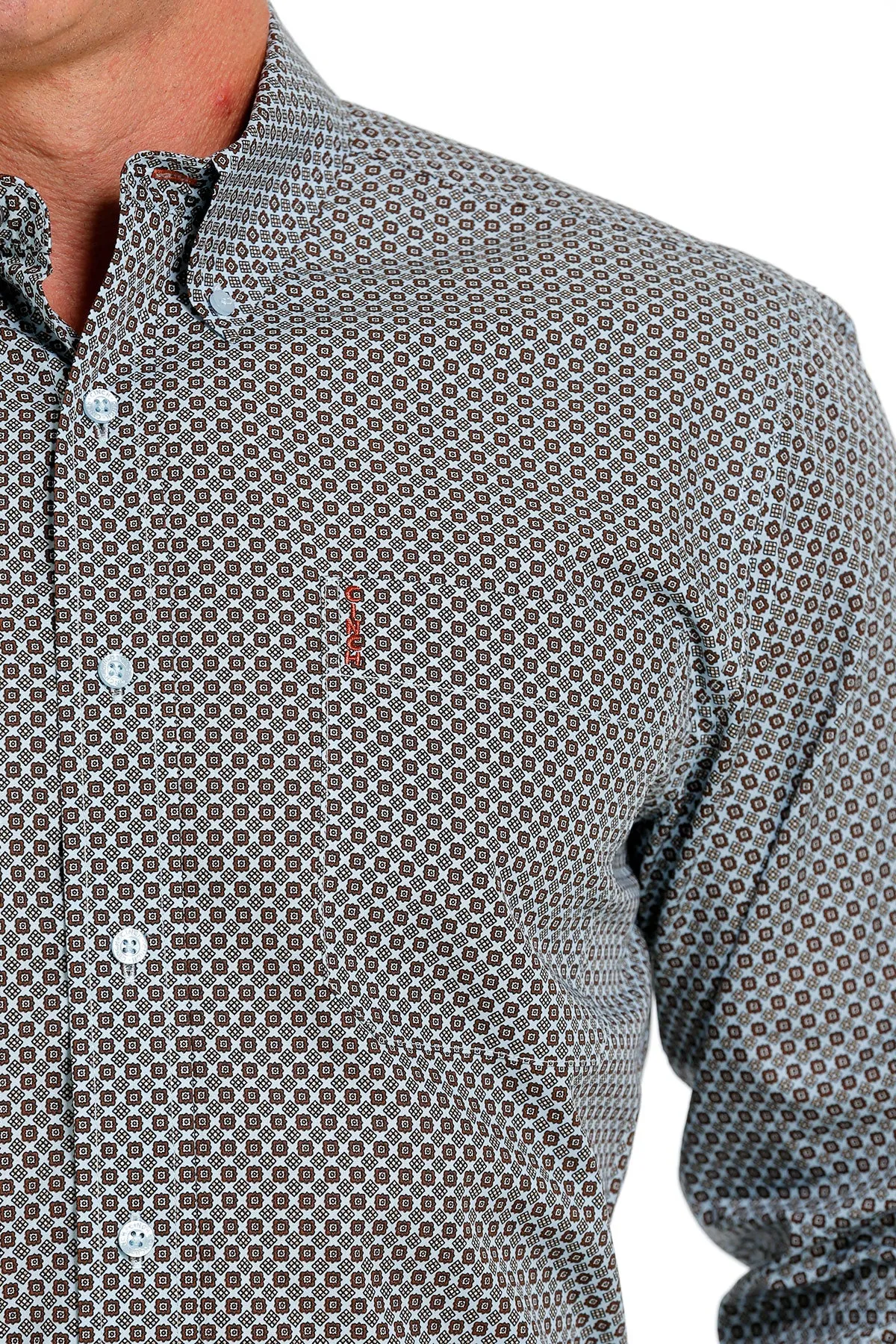 Cinch Men's Light Blue Print Modern Western Shirt