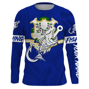 CT Fishing Custom Connecticut Flag Fish hook skull Custom name jerseys | Long sleeve, Long Sleeve Hooded NPQ726