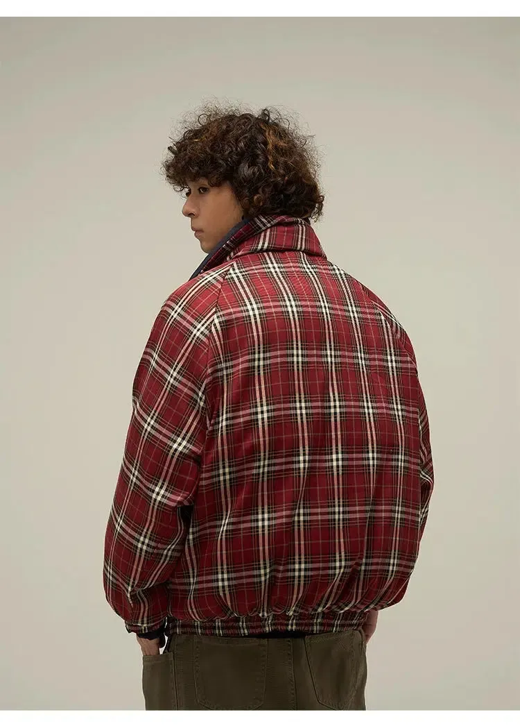 Double-Sided Plaid Puffer Jacket