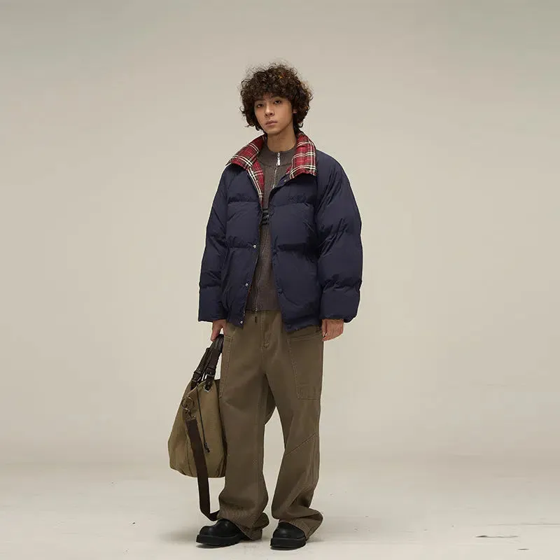 Double-Sided Plaid Puffer Jacket