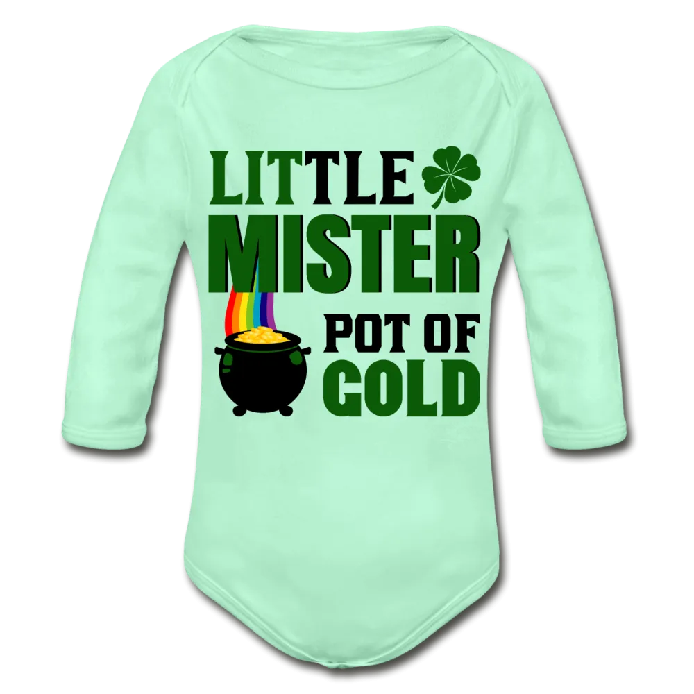 Little Mister Pot of Gold Organic Long Sleeve Baby Bodysuit