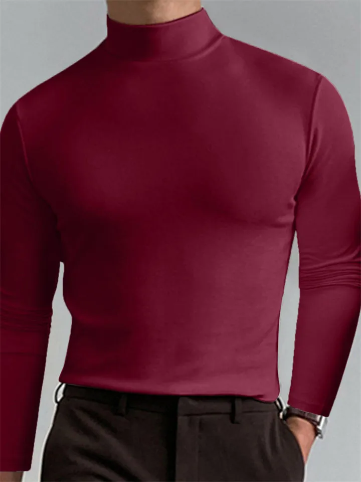 Men's Casual High Collar Elastic Comfort Base Shirts