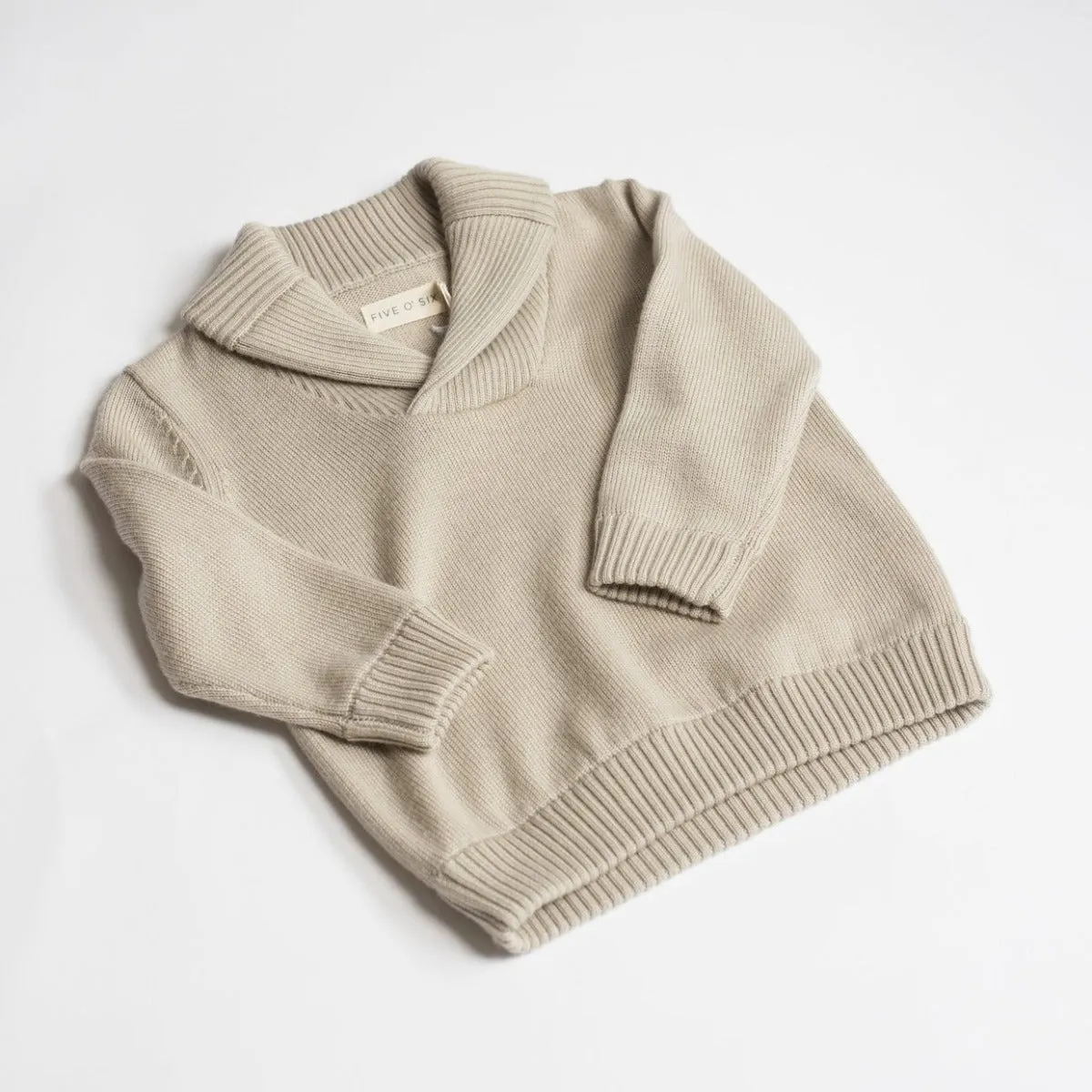 Merino Shawl Neck Sweater - Bone