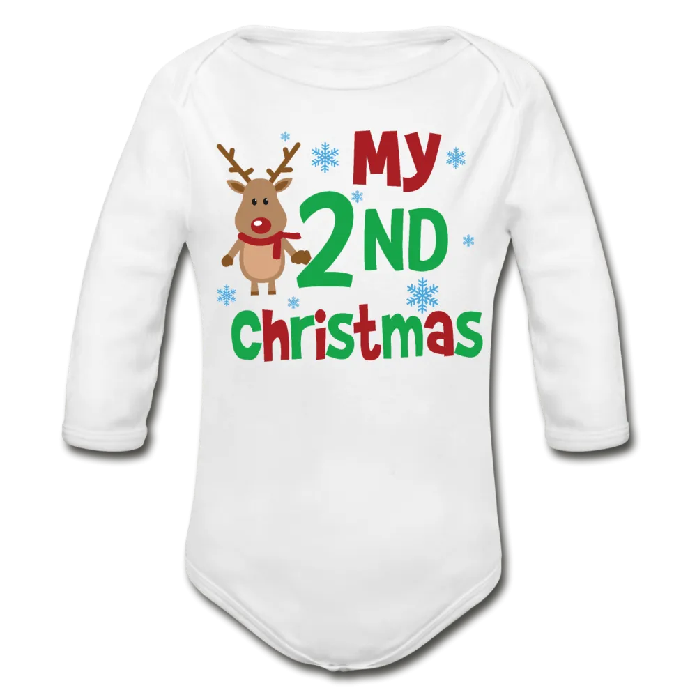 My Second Christmas Organic Long Sleeve Baby Bodysuit