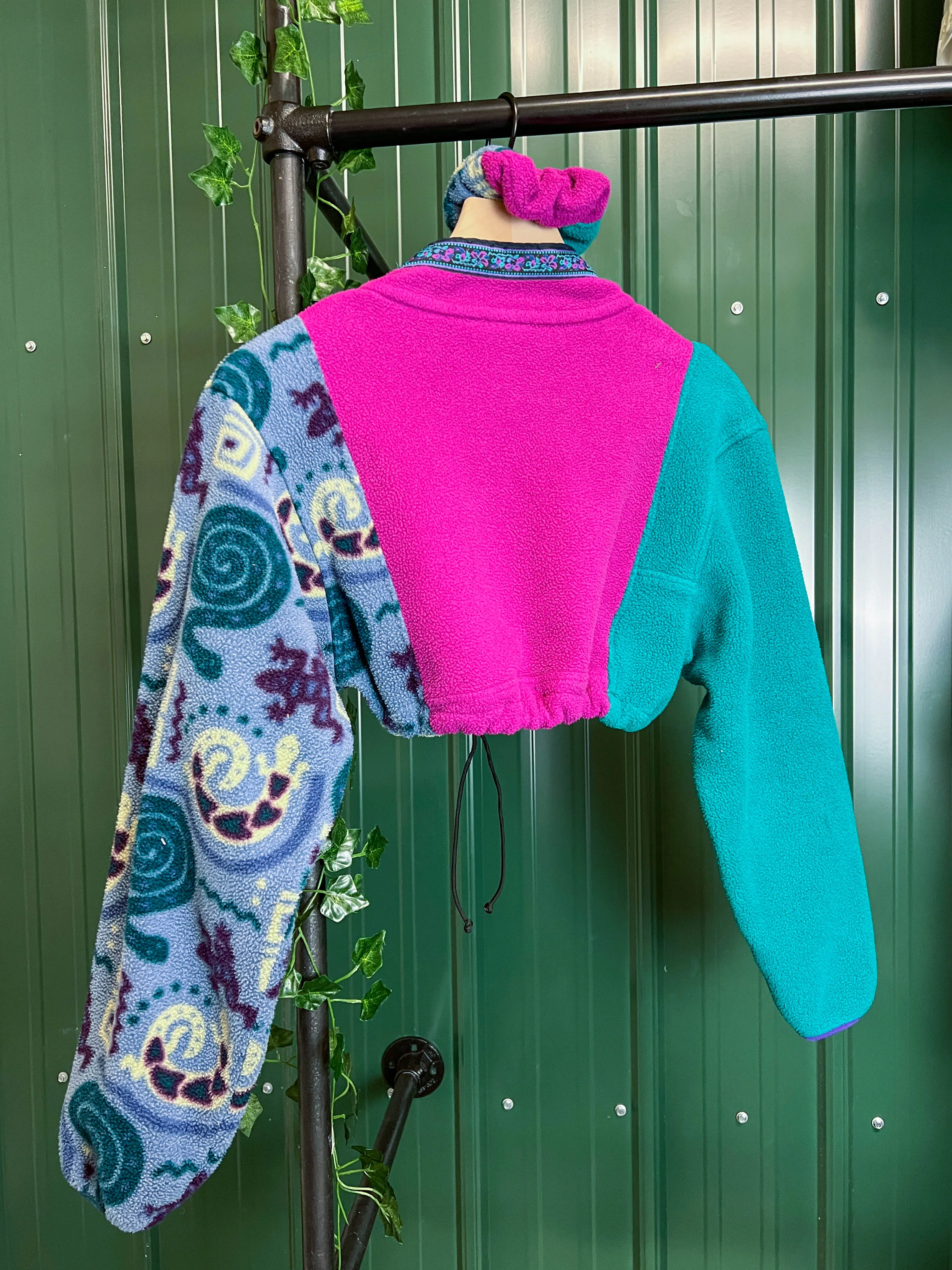 "1 of 1" Mixed Berry Patchwork Fleece Crop (S/M)