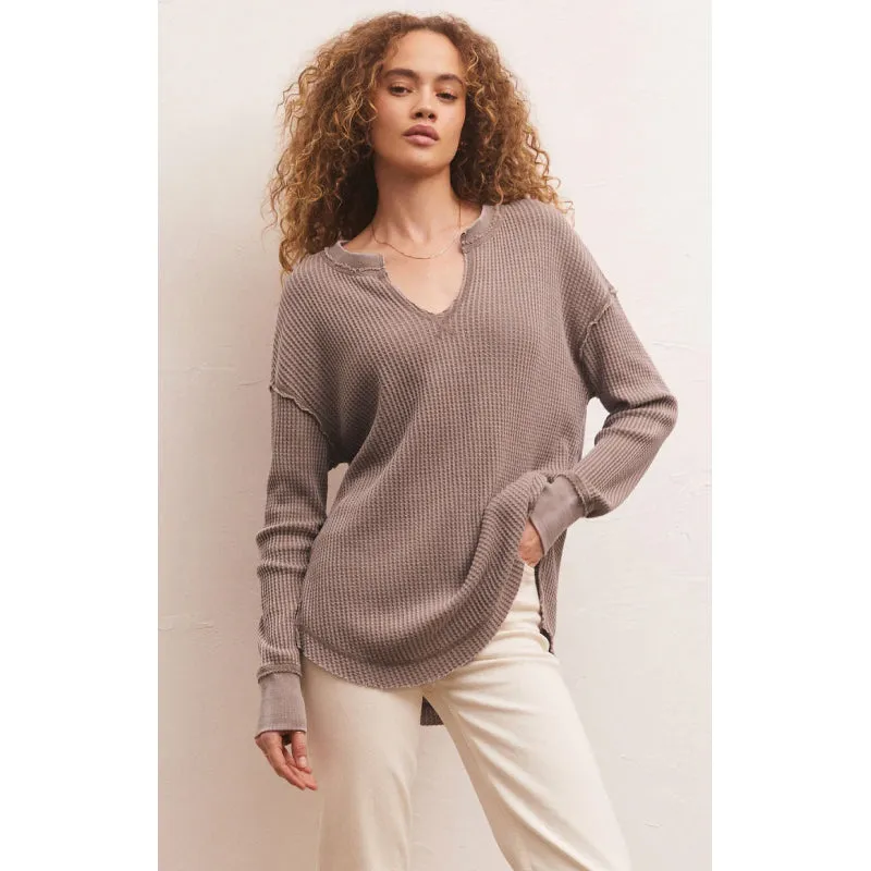 Z Supply Driftwood Thermal Long Sleeve Top